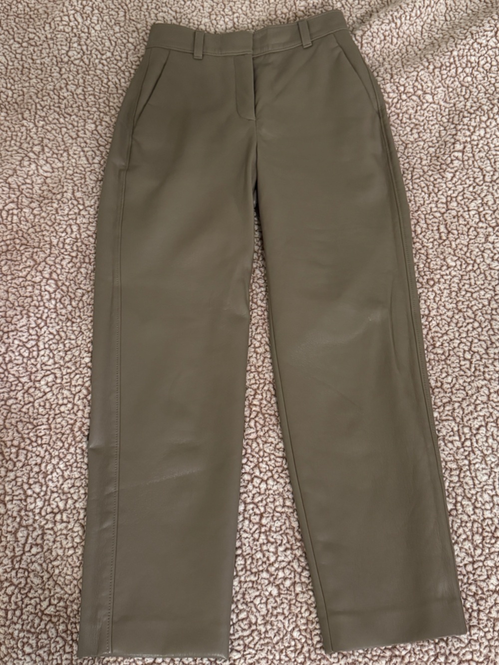 Aritzia taupe faux leather pants